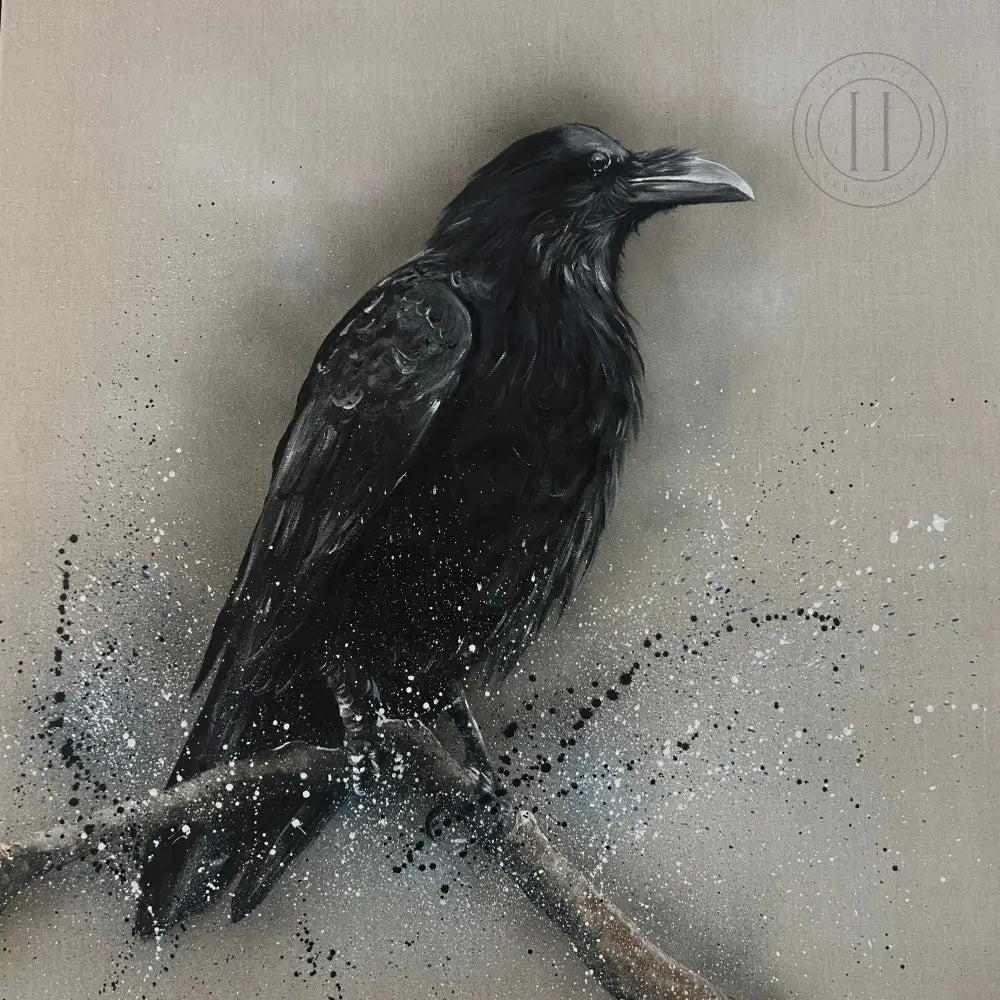 Hrafn Sem Situr Á Grein - 100X100 Cm