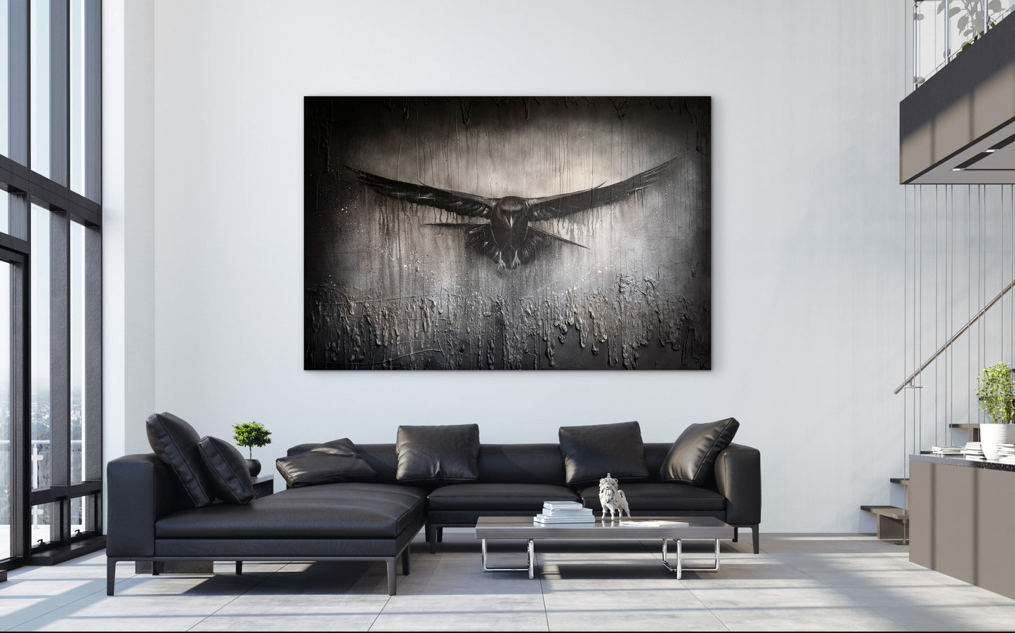 Hrafn á flugi-  150 x 180 cm