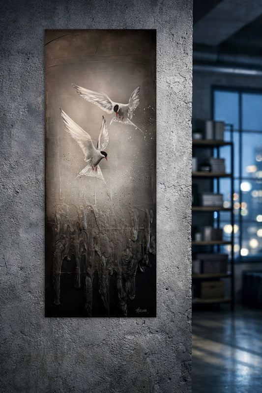 Tvær kríur - 40 x 100 cm