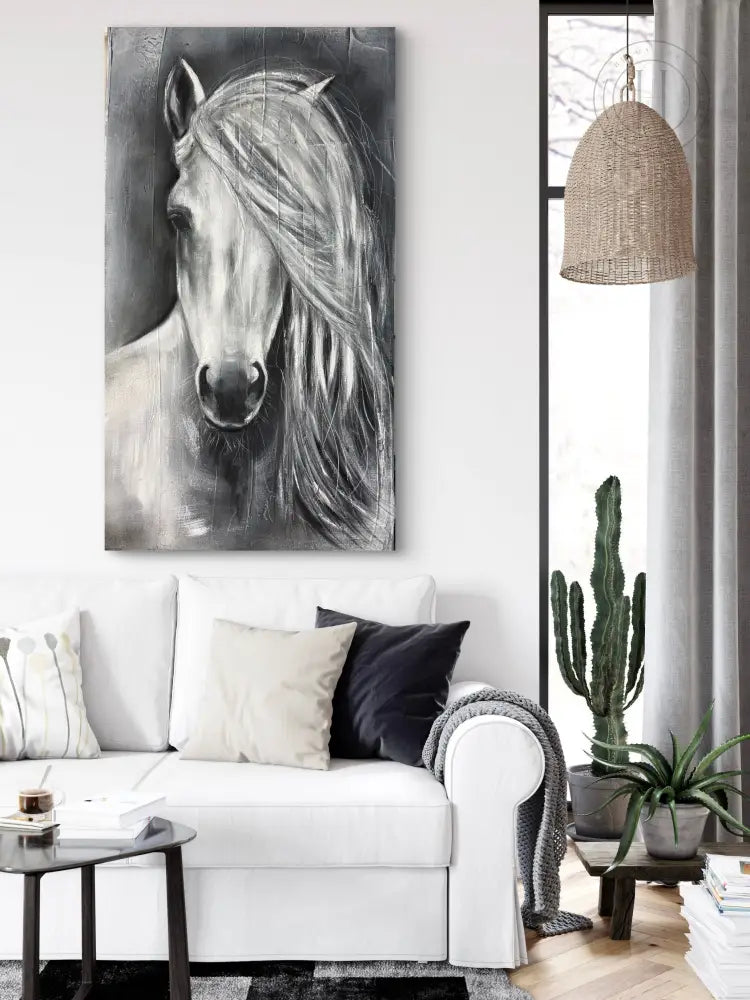 Grár hestur - 50 x 90 cm