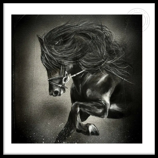 Nr 57 - Hestur 32 x 32 cm í ramma