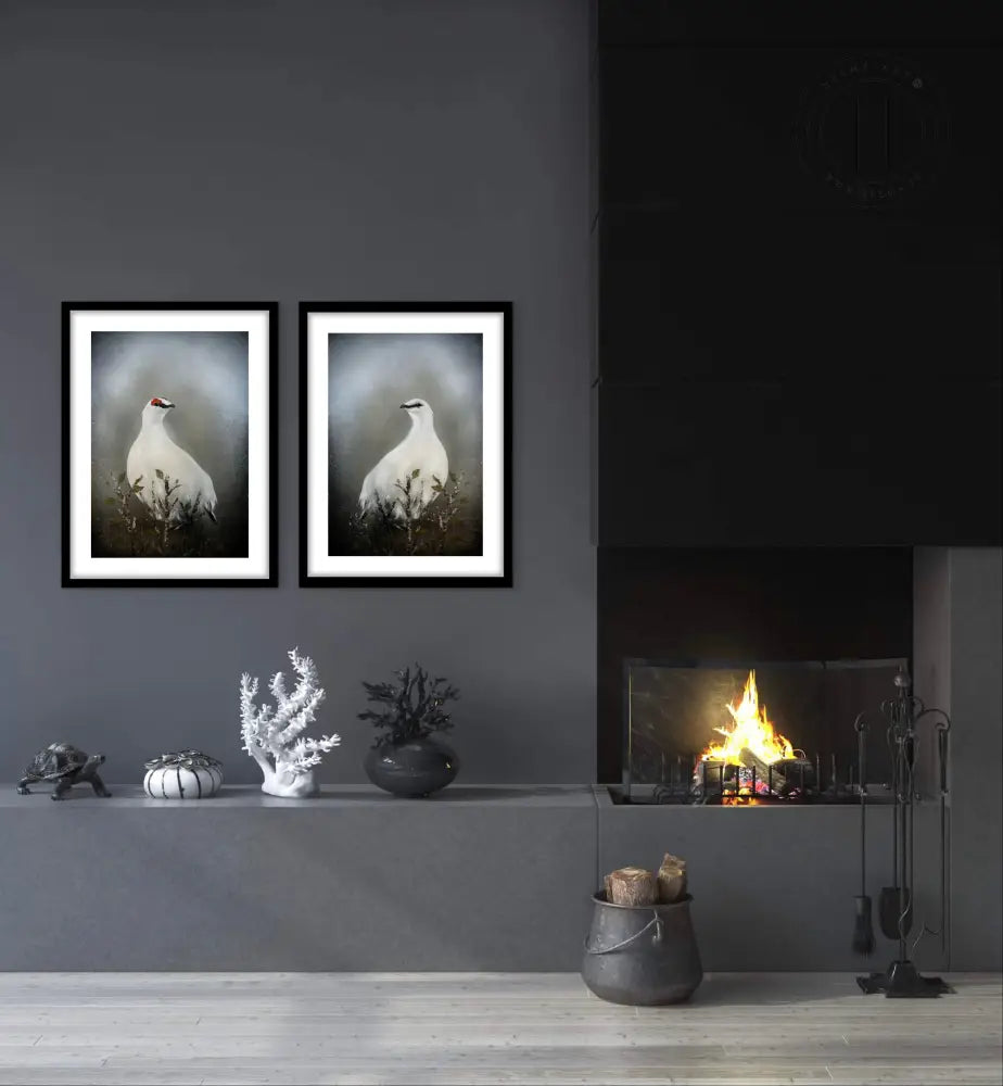 Rjúpupar - 40 x 50 cm í ramma (tvær myndir saman)